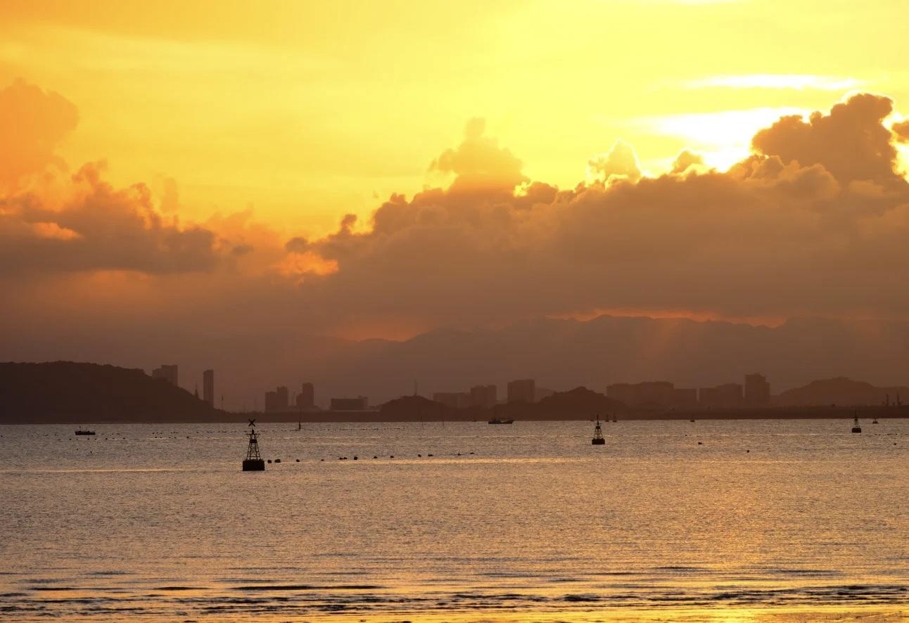 临海上盘头门港堤坝/海洋/日出日落/情绪