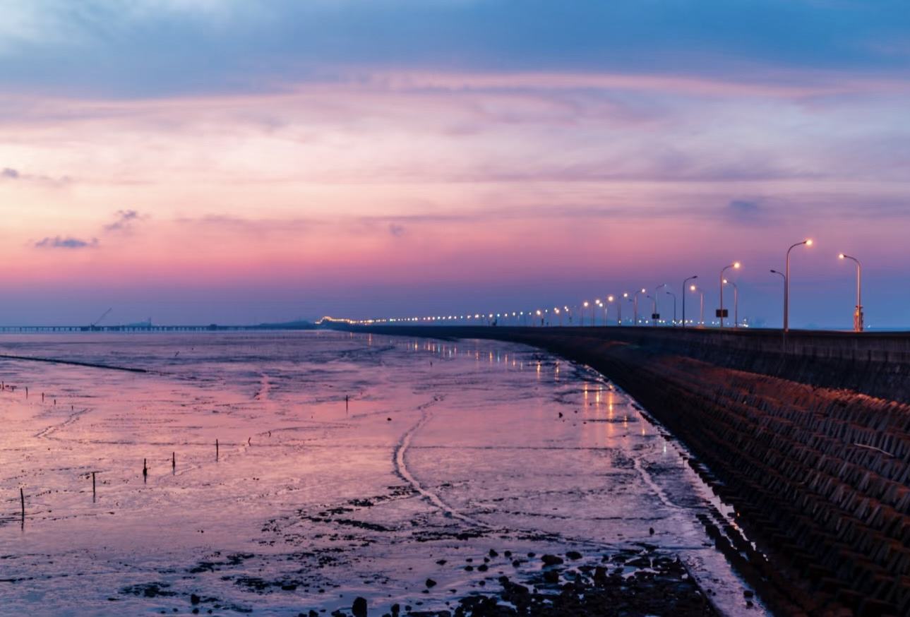 临海上盘头门港跨海大桥的朝霞/日出日落/情绪治愈/工业(图5)