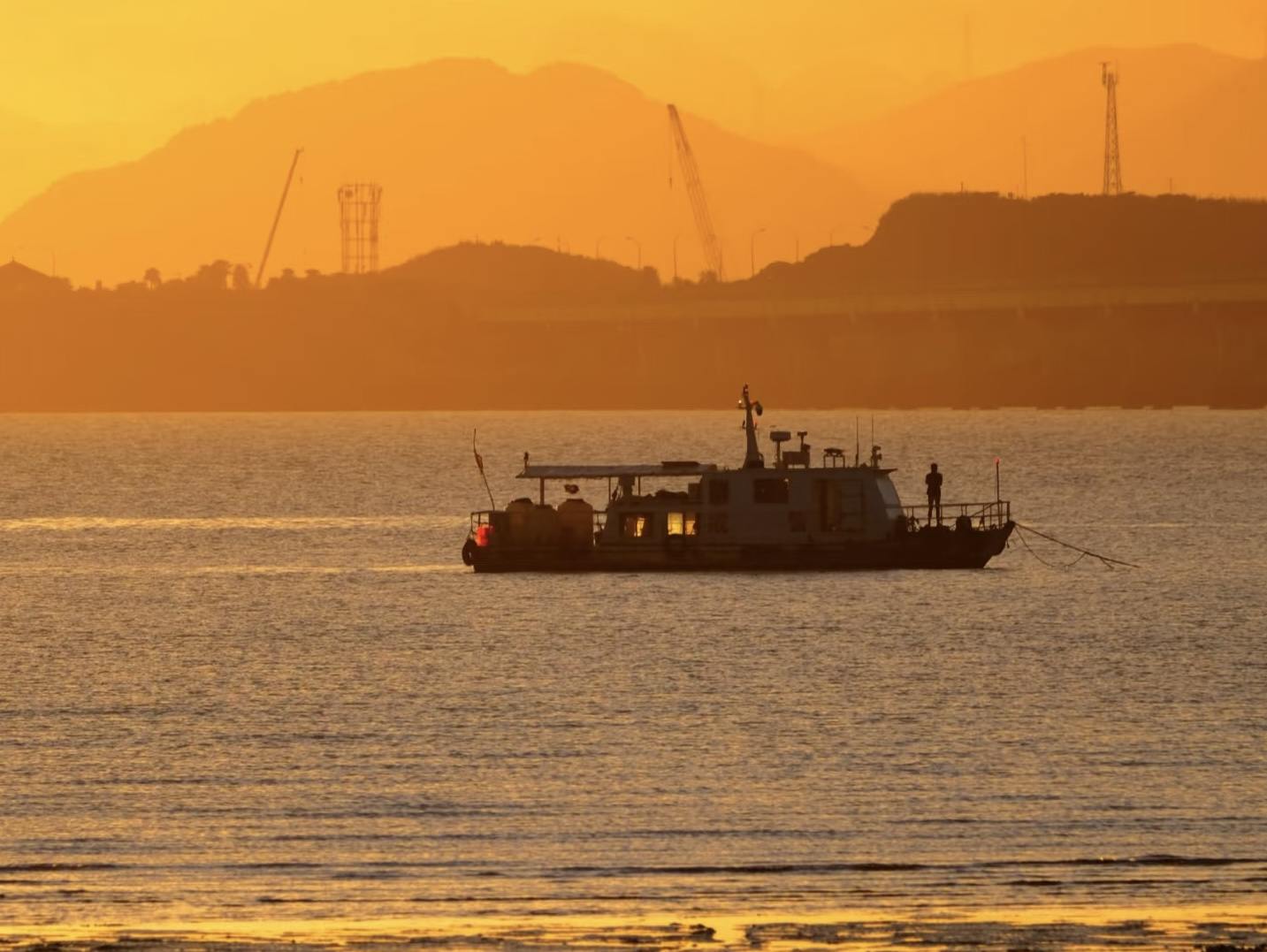 临海上盘头门港跨海大桥的朝霞/日出日落/情绪治愈/工业(图8)